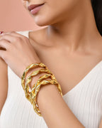 Jewels Nest Gold-Tone Crinkle Textured Open Bangles Set For Women - Distacart