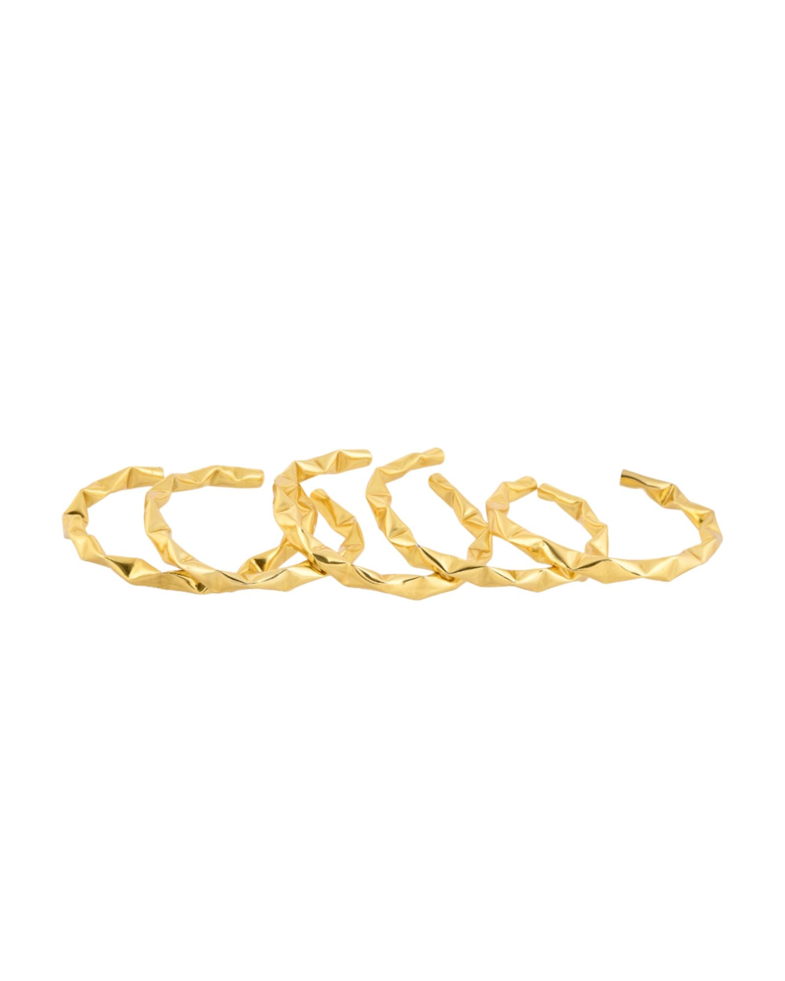 Jewels Nest Gold-Tone Crinkle Textured Open Bangles Set For Women - Distacart