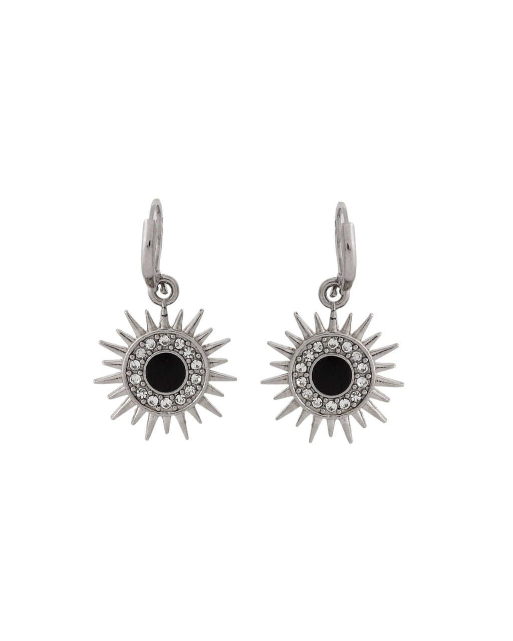 Jewels Nest Stainless Steel Evil Eye Sunburst Dangle Earrings with Crystal Embellishments - Distacart