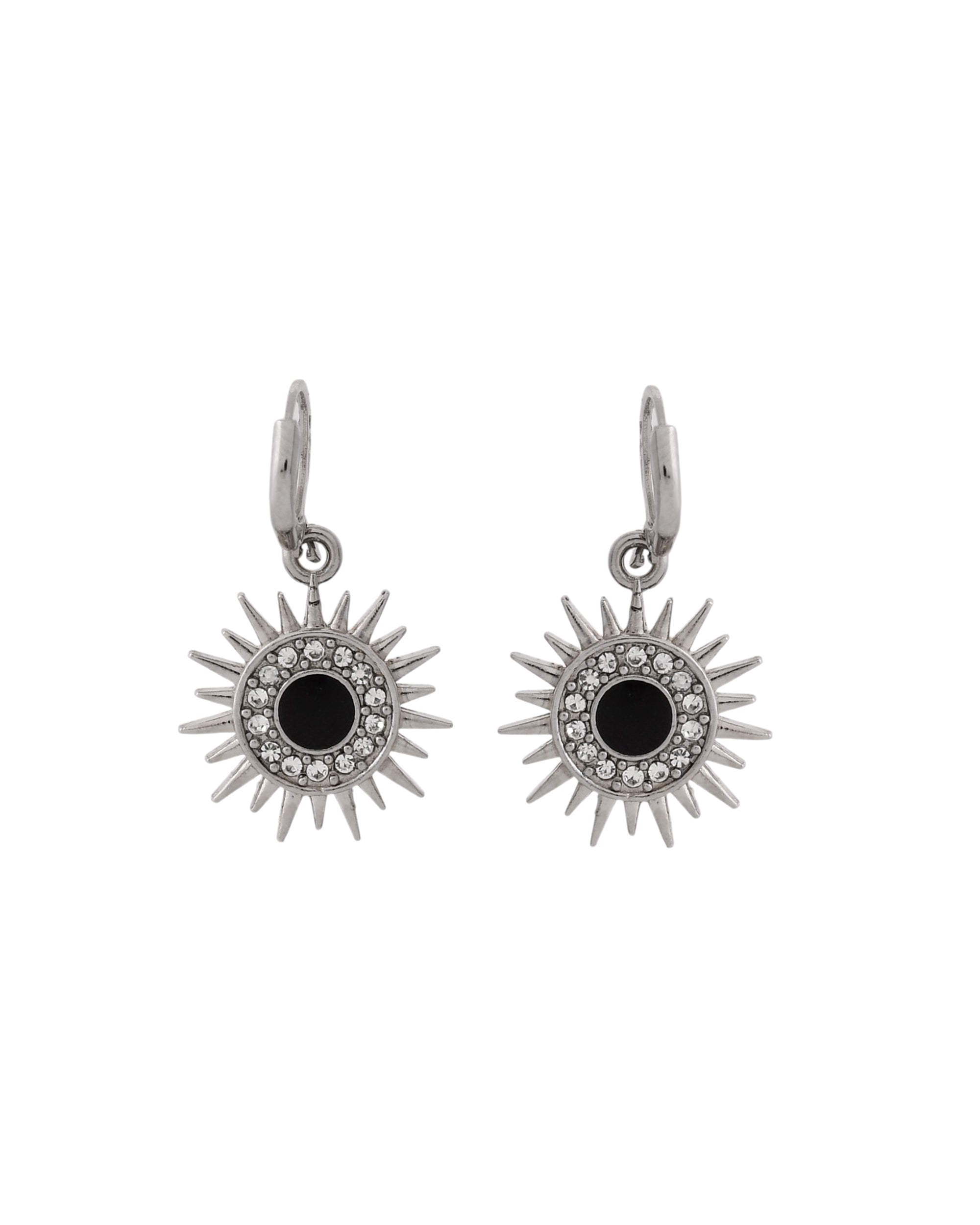 Jewels Nest Stainless Steel Evil Eye Sunburst Dangle Earrings with Crystal Embellishments - Distacart