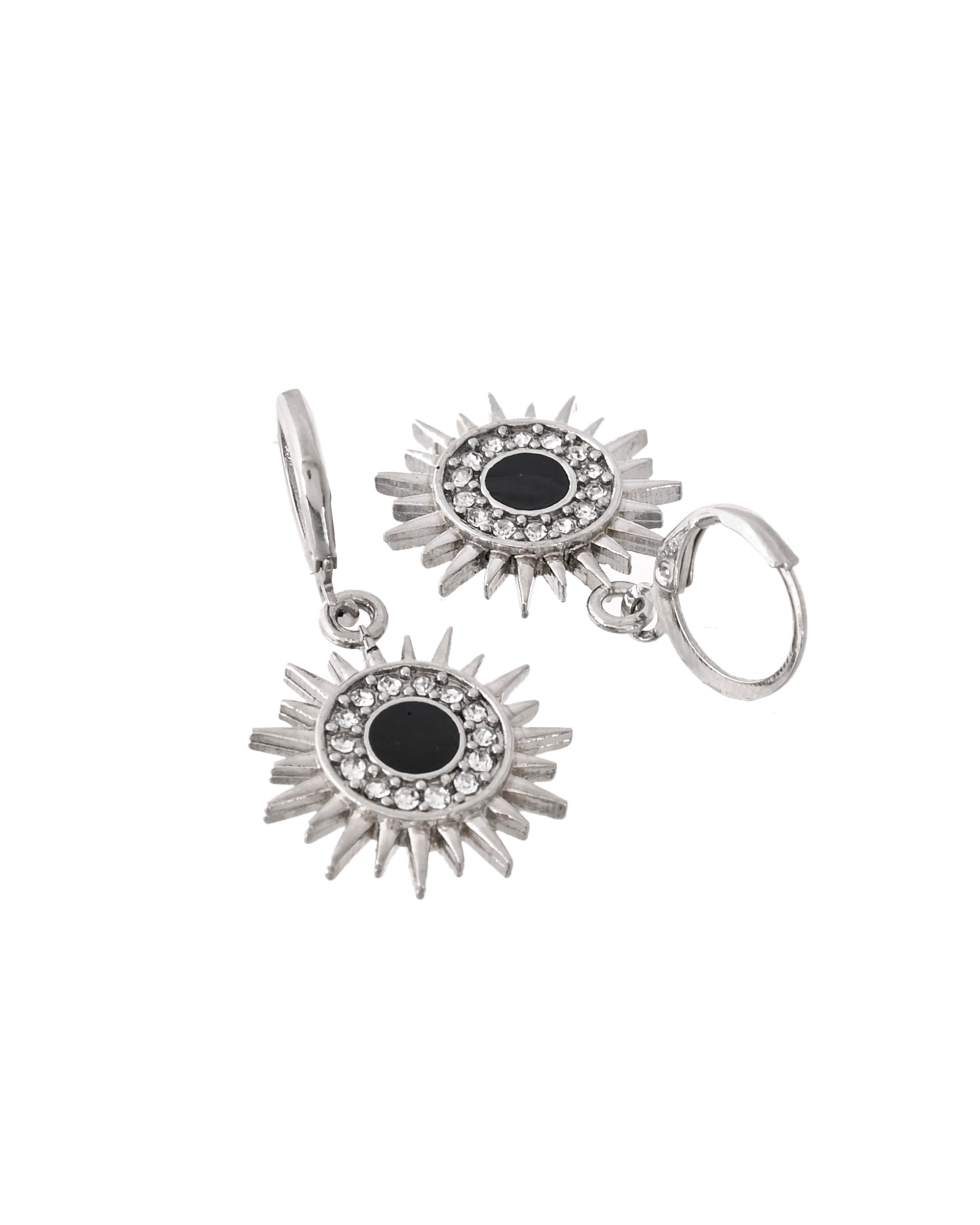 Jewels Nest Stainless Steel Evil Eye Sunburst Dangle Earrings with Crystal Embellishments - Distacart