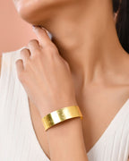 Jewels Nest Gold-Tone Anti- Tarnish Floral Engraved Wide Cuff Bangle For Women - Distacart