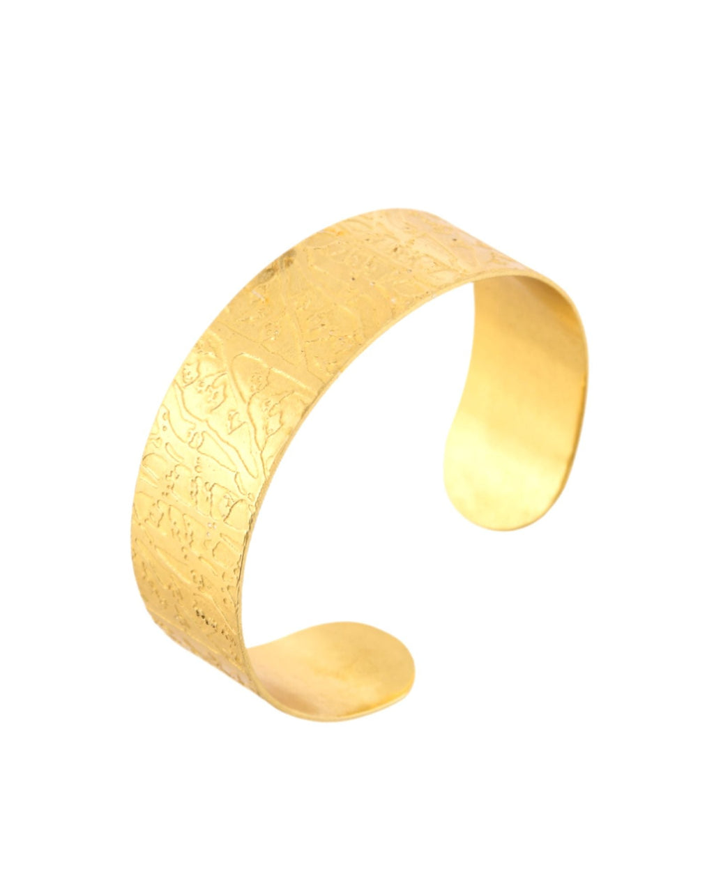 Jewels Nest Gold-Tone Anti- Tarnish Textured Wide Cuff Bangle For Women