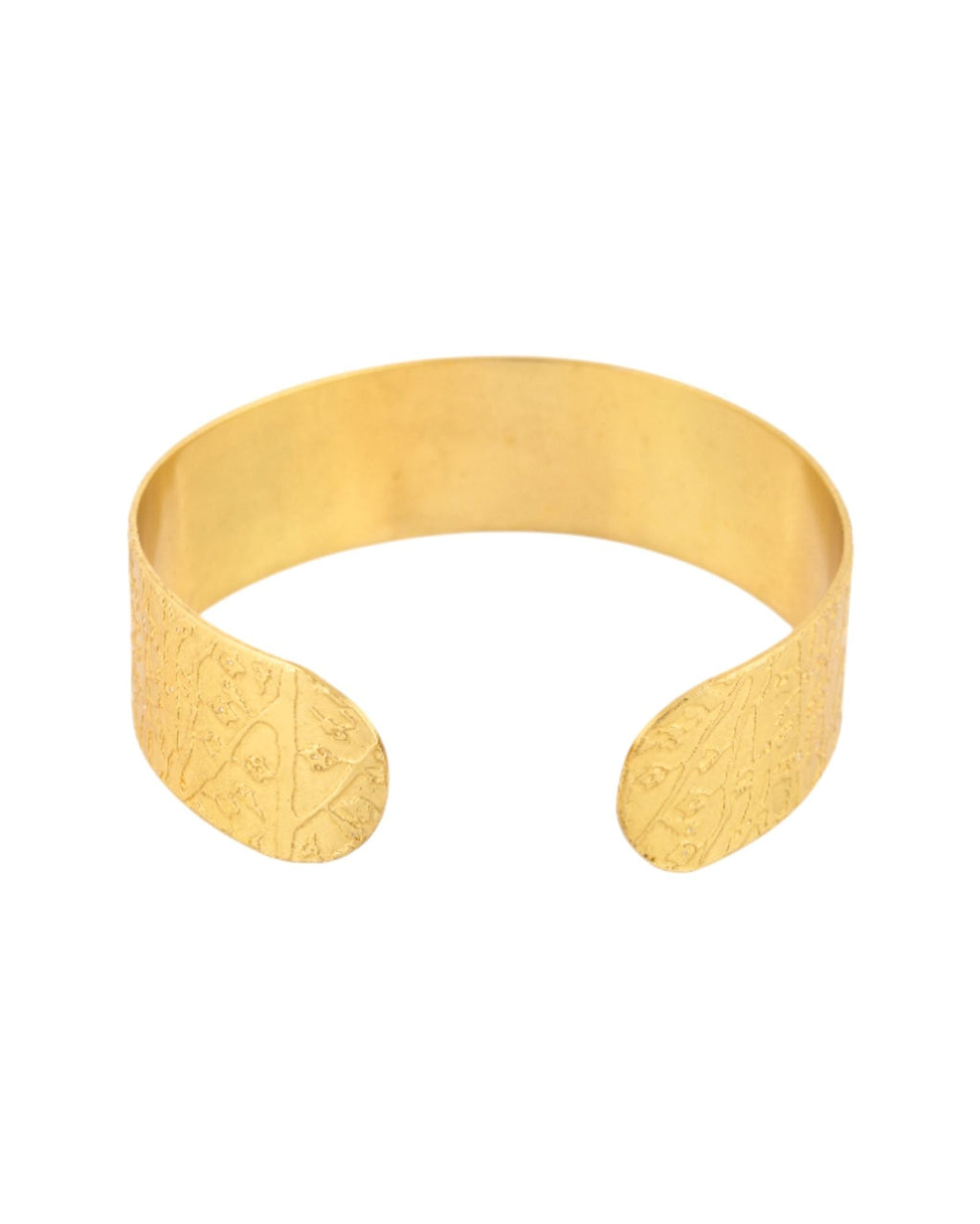 Jewels Nest Gold-Tone Anti- Tarnish Textured Wide Cuff Bangle For Women