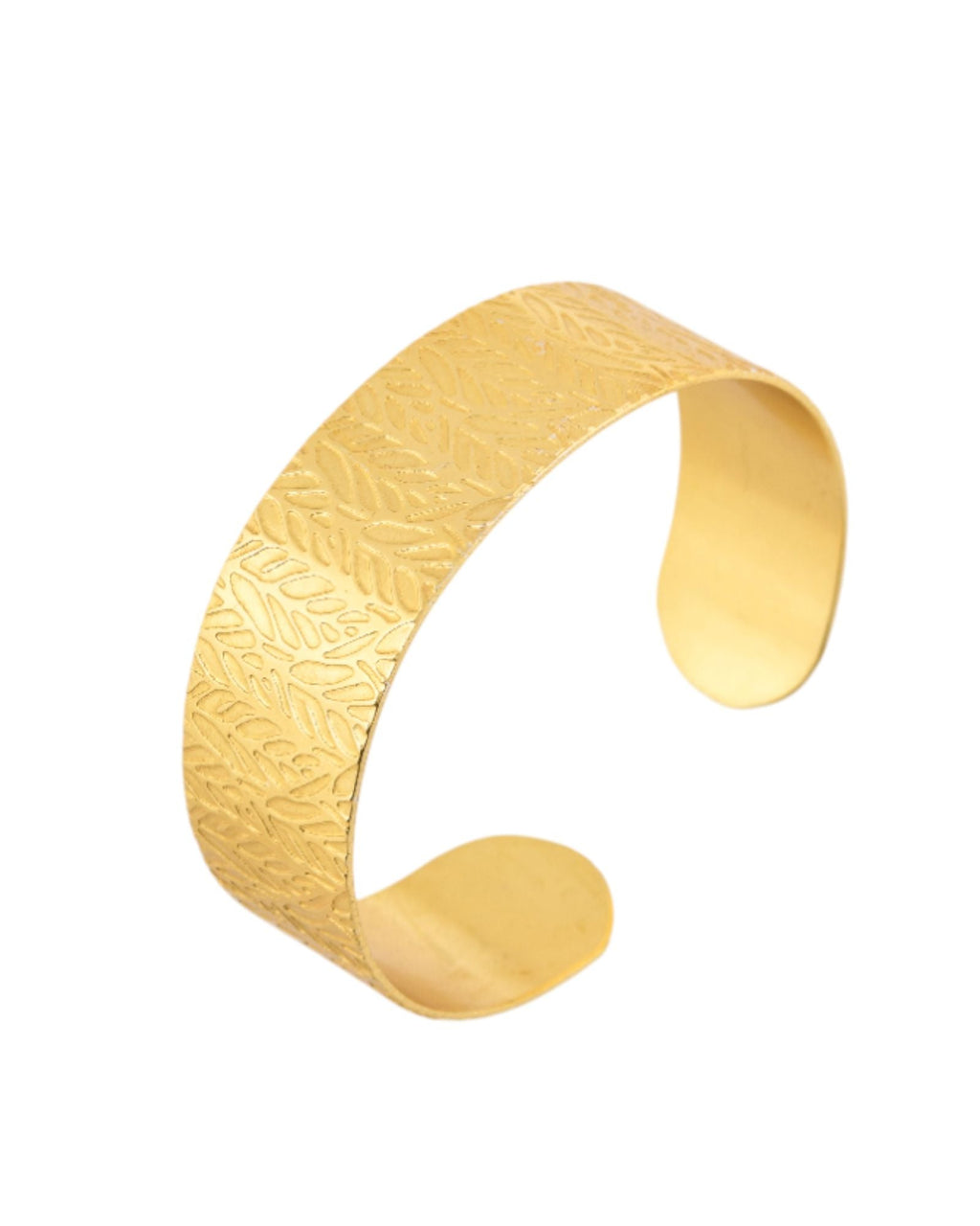 Jewels Nest Gold-Tone Anti- Tarnish Leaf Textured Wide Cuff Bangle For Women - Distacart