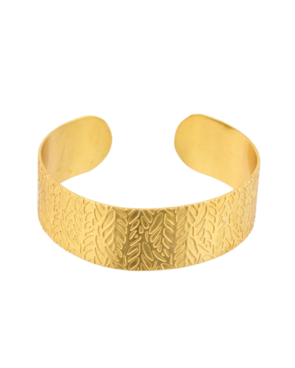 Jewels Nest Gold-Tone Anti- Tarnish Leaf Textured Wide Cuff Bangle For Women - Distacart