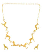 Jewels Nest Gold-Tone Deer Motif Necklace & Stud Earrings Jewellery Set For Women