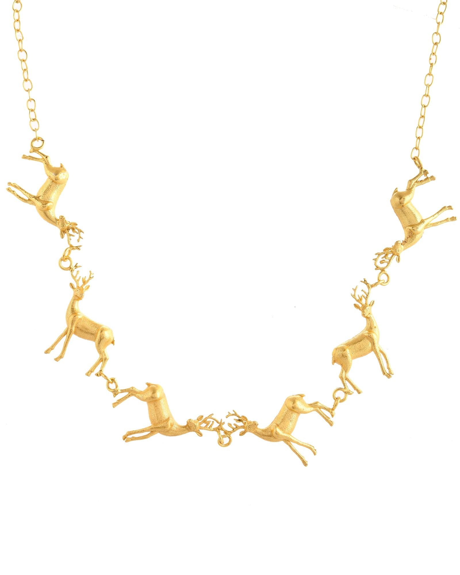 Jewels Nest Gold-Tone Deer Motif Necklace & Stud Earrings Jewellery Set For Women