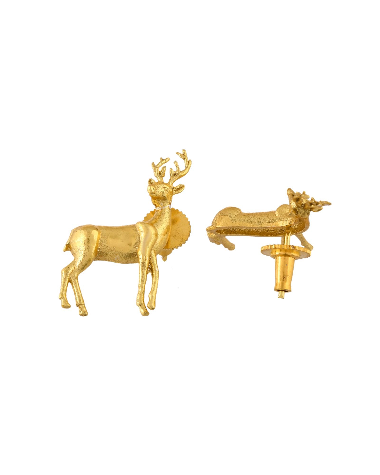 Jewels Nest Gold-Tone Deer Motif Necklace & Stud Earrings Jewellery Set For Women