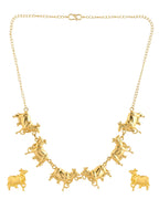 Jewels Nest Gold-Tone Elephant Motif Necklace & Stud Earrings Set For Women | Animal Theme Statement Jewellery
