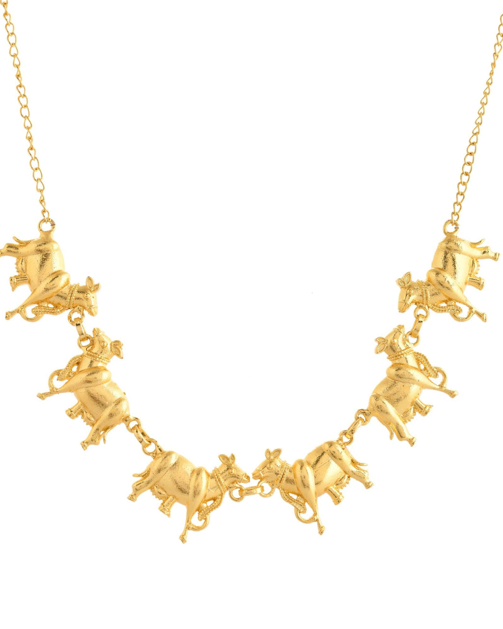 Jewels Nest Gold-Tone Elephant Motif Necklace & Stud Earrings Set For Women | Animal Theme Statement Jewellery