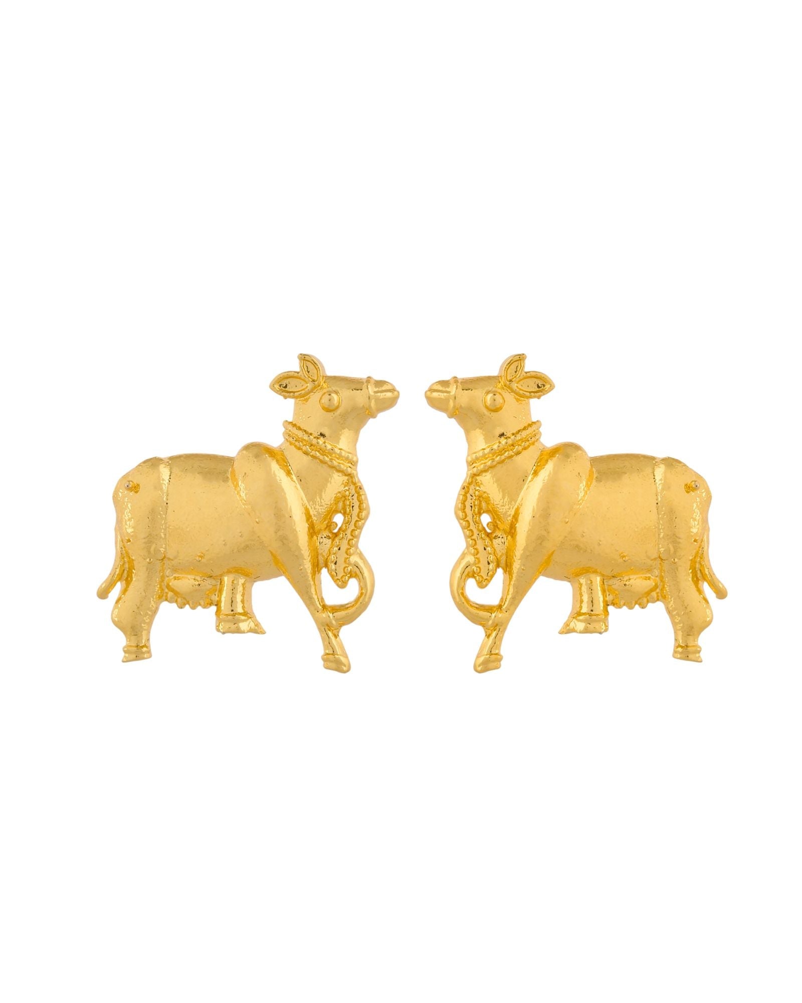 Jewels Nest Gold-Tone Elephant Motif Necklace & Stud Earrings Set For Women | Animal Theme Statement Jewellery