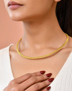 Jewels Nest Gold-Tone Textured Collar Necklace For Women | Minimal Statement Chain Jewellery