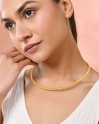Jewels Nest Gold-Tone Textured Collar Necklace For Women | Minimal Statement Chain Jewellery