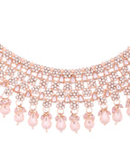 Jewels Nest Silver-Tone Pearl & Crystal Bridal Choker Necklace Set With Earrings And Maang Tikka