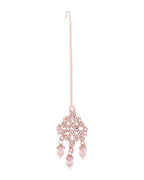 Jewels Nest Silver-Tone Pearl & Crystal Bridal Choker Necklace Set With Earrings And Maang Tikka