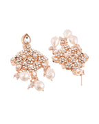 Jewels Nest Silver-Tone Pearl & Crystal Bridal Choker Necklace Set With Earrings And Maang Tikka