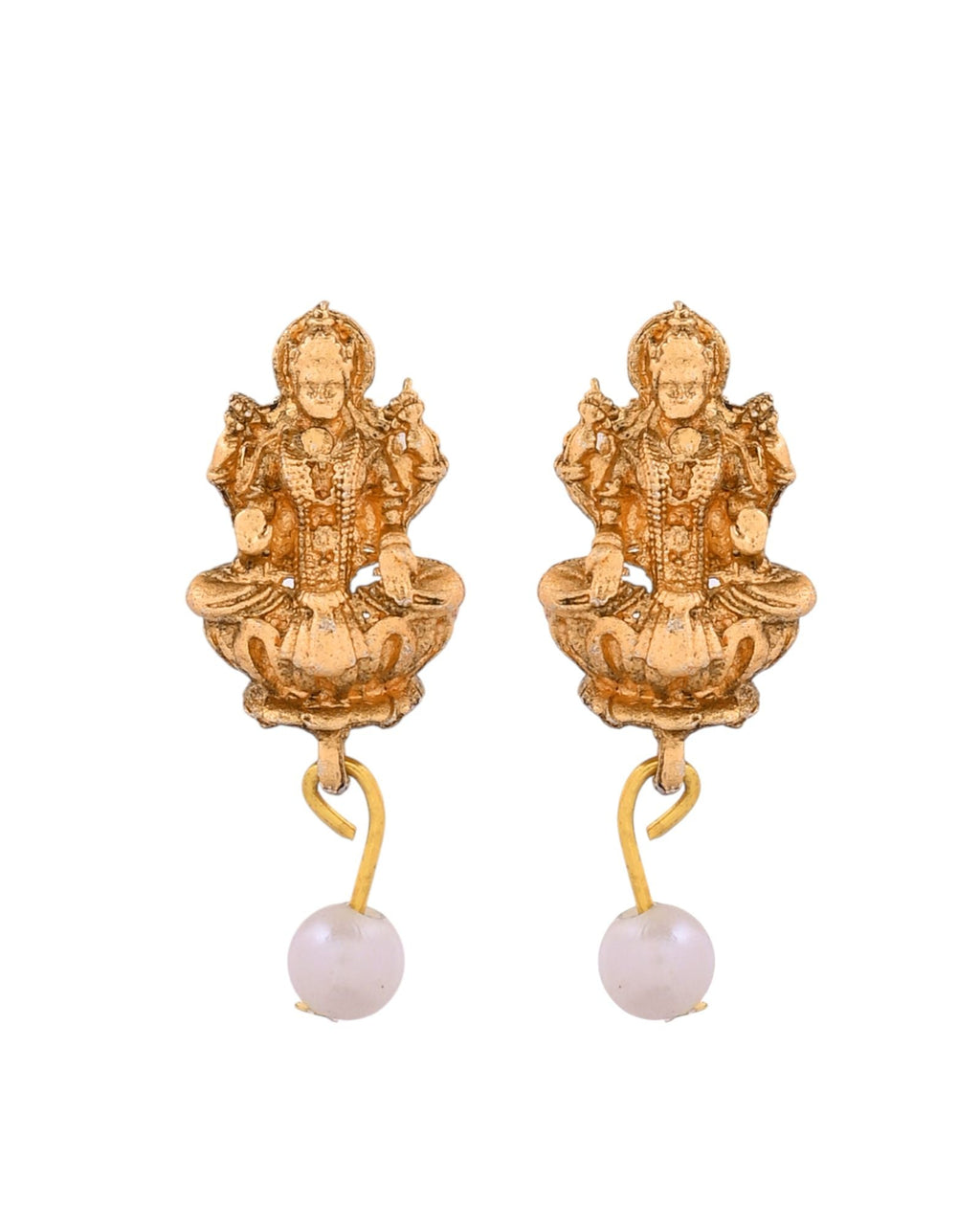 Jewels Nest Gold-Tone Lakshmi Temple Long Necklace Set With Earrings