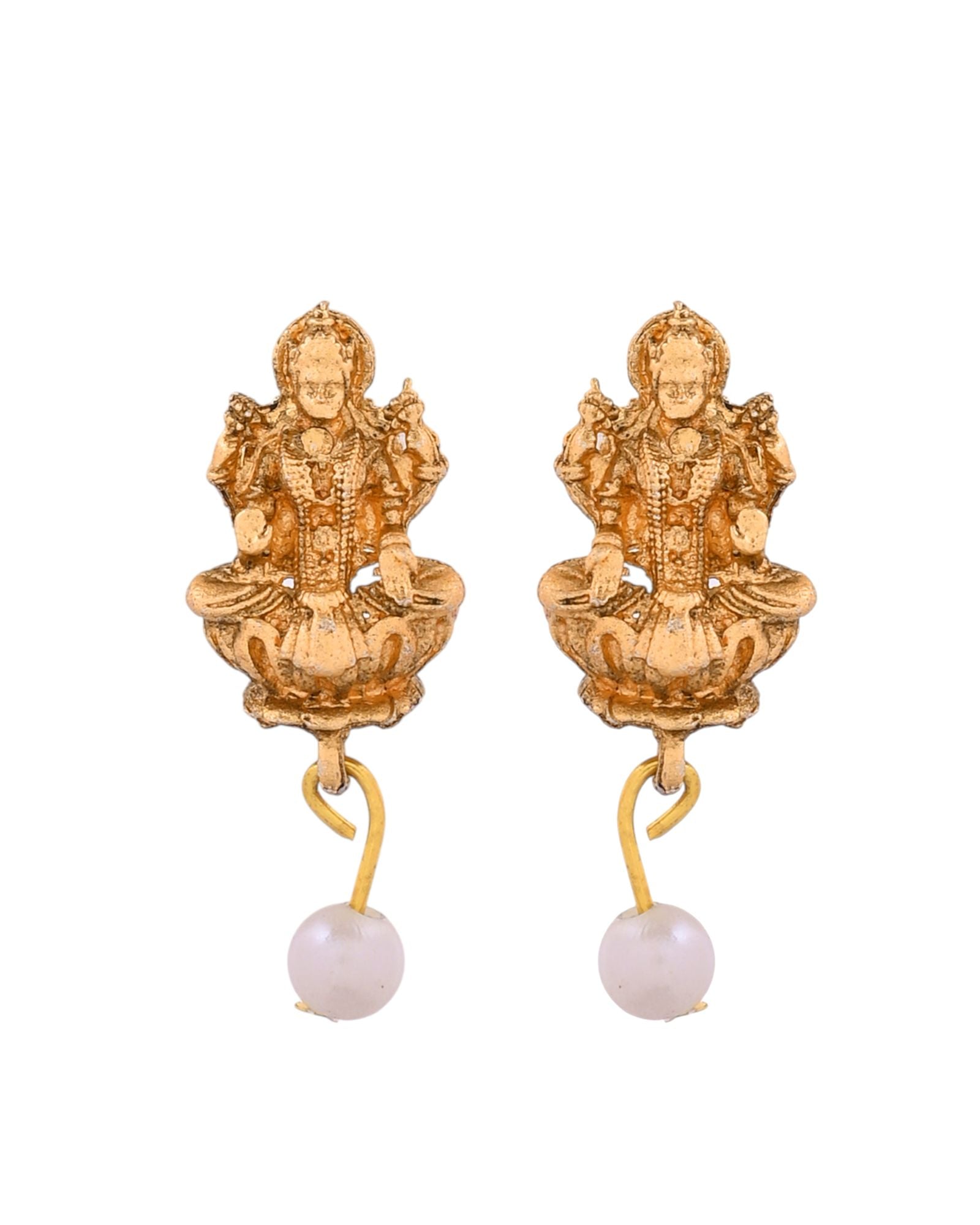 Jewels Nest Gold-Tone Lakshmi Temple Long Necklace Set With Earrings