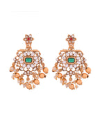 Jewels Nest Gold-Tone Kundan Choker Necklace Set With Red Stones & Pearl Drops