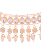 Jewels Nest Gold-Tone Kundan Choker Necklace Set With Pearl Drops & Maang Tikka