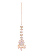 Jewels Nest Gold-Tone Kundan Choker Necklace Set With Pearl Drops & Maang Tikka