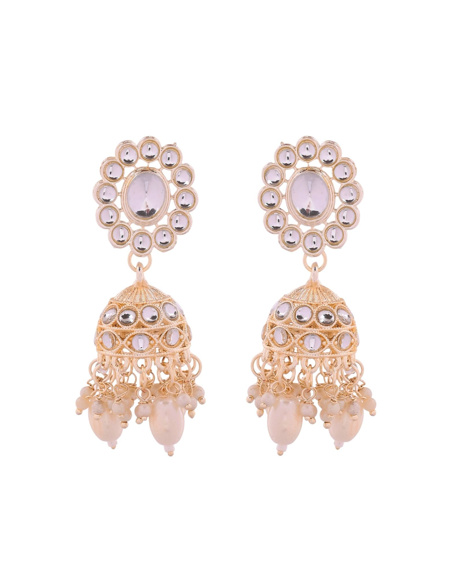 Jewels Nest Gold-Tone Kundan Choker Necklace Set With Pearl Drops & Maang Tikka