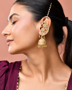 Jewels Nest Gold-Tone Kundan Ear Cuff Jhumka Earrings With Pearl Chain - Distacart