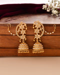 Jewels Nest Gold-Tone Kundan Ear Cuff Jhumka Earrings With Pearl Chain - Distacart