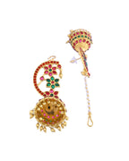 Jewels Nest Gold-Tone Kundan Floral Ear Cuff Jhumka Earrings With Pearl Chain - Distacart