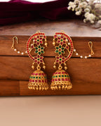 Jewels Nest Gold-Tone Kundan Floral Ear Cuff Jhumka Earrings With Pearl Chain - Distacart
