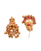 Jewels Nest Gold-Tone Temple Lakshmi Pendant Necklace With Jhumka Earrings