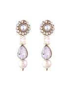 Jewels Nest Gold-Tone Pearl Choker Necklace With Stone Pendant And Earrings