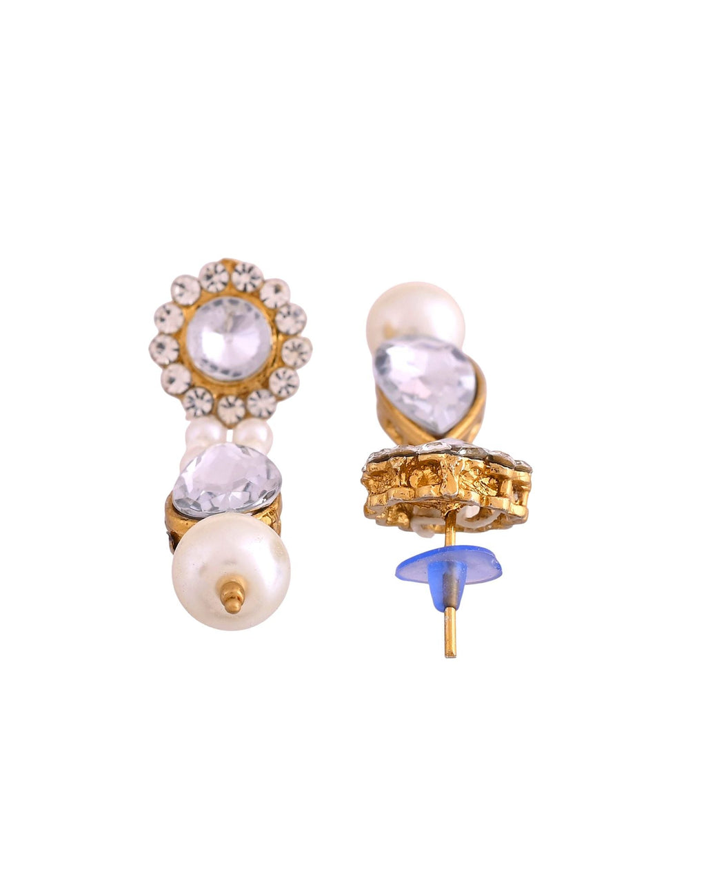Jewels Nest Gold-Tone Pearl Choker Necklace With Stone Pendant And Earrings