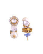 Jewels Nest Gold-Tone Pearl Choker Necklace With Stone Pendant And Earrings