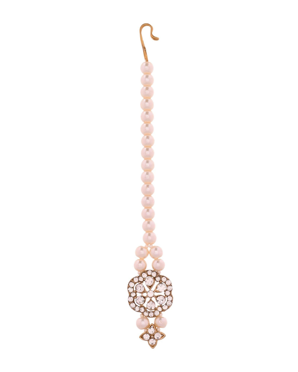 Jewels Nest Gold-Tone Layered Pearl Long Necklace With Crystal Motifs And Drop Earrings