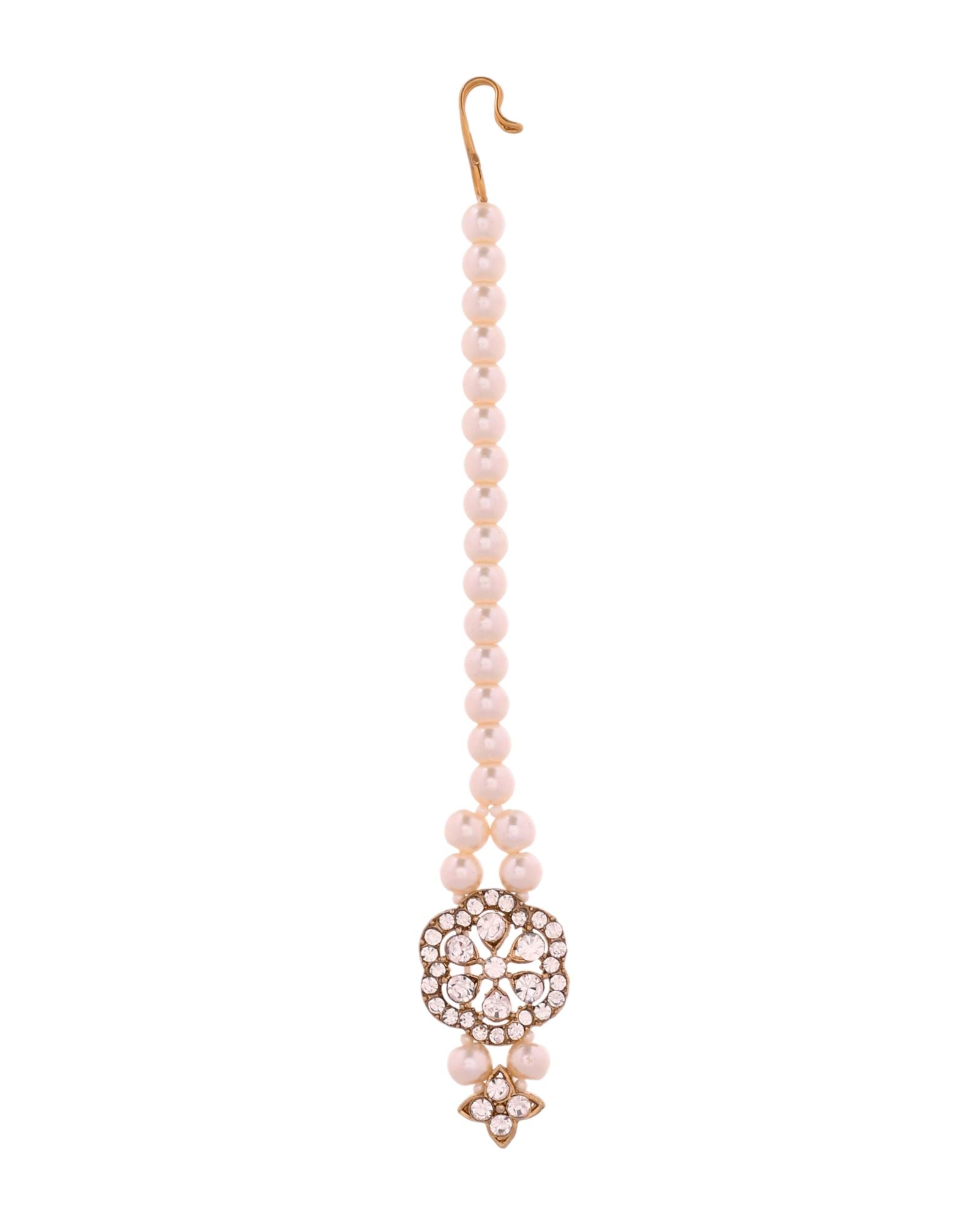 Jewels Nest Gold-Tone Layered Pearl Long Necklace With Crystal Motifs And Drop Earrings