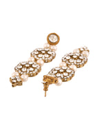 Jewels Nest Gold-Tone Layered Pearl Long Necklace With Crystal Motifs And Drop Earrings