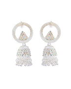 Jewels Nest Silver-Plated Crystal Embellished Jhumka Earrings with Circular Hoops - Distacart