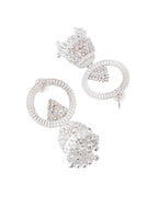 Jewels Nest Silver-Plated Crystal Embellished Jhumka Earrings with Circular Hoops - Distacart