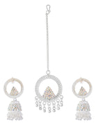 Jewels Nest Silver-Plated Crystal Embellished Jhumka Earrings with Circular Hoops - Distacart