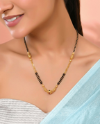 Jewels Nest Gold-Tone Black Beaded Mangalsutra Necklace With Filigree Center Design