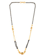 Jewels Nest Gold-Tone Black Beaded Mangalsutra Necklace With Filigree Center Design