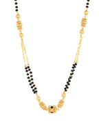Jewels Nest Gold-Tone Black Beaded Mangalsutra Necklace With Filigree Center Design