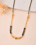 Jewels Nest Gold-Tone Black Beaded Mangalsutra Necklace With Filigree Center Design