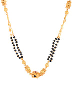 Jewels Nest Gold-Plated Black Beads Mangalsutra With Geometric Filigree Accent