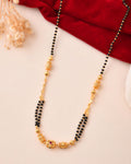 Jewels Nest Gold-Plated Black Beads Mangalsutra With Geometric Filigree Accent
