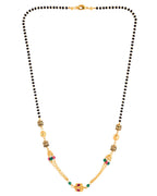 Jewels Nest Gold-Plated Black Beads Mangalsutra With Dual Chain & Stone Accent