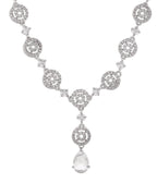 Jewels Nest Silver-Plated And Crystal Drop Necklace Set With Matching Earrings