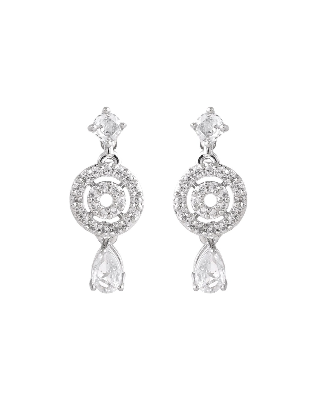 Jewels Nest Silver-Plated And Crystal Drop Necklace Set With Matching Earrings